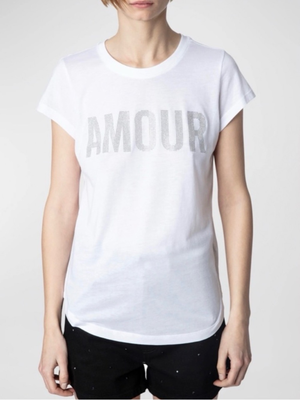 NWT💕Zadig & Voltaire Woop Amour Strass T-Shirt in BLANC Size XS - Picture 3 of 13